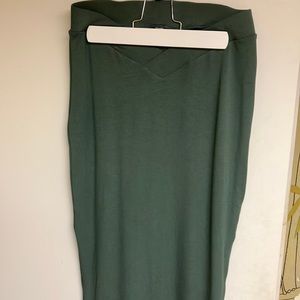 Oh Polly! Flare Hem Maxi Skirt in Green